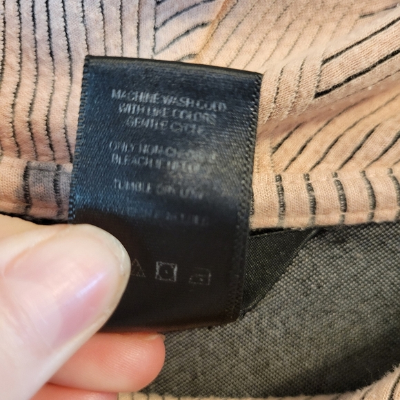 Ali Miles Light Pink Black Stripe Loose Fit Long Sleeve Cowl Neck Top - Picture 5 of 5